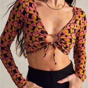 Urban Outfitters Pink Ruched Crop Blouse